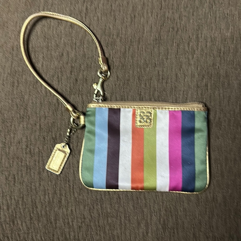 EUC Coach Julia Legacy Multi-Stripes Small Wristlet
